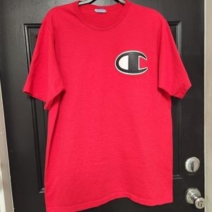 Champion Mens Red Big C Logo Tee Shirt Short Sleeve Streetwear‎ Large